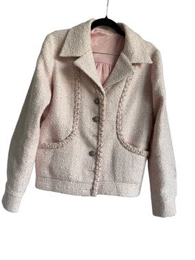 Designer-Style Pink Tweed Bouclé Jacket